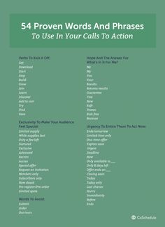 the cover of 54 proven words and phrases to use in your calls to action