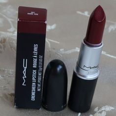 Mac Cremesheen Lipstick Dare You Bnib (Brand New In Box). Fullsize. Deep Burgundy Lipstick, Lipstick For Dusky Skin Indian, Mac Makeup Aesthetic, Mac Dare You, Mac Cremesheen Lipstick, Mac Makeup Lipstick, Make Up Lipstick, Mac Diva Lipstick, Deep Red Lipsticks