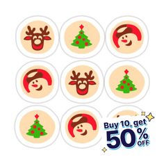 christmas stickers with different types of faces