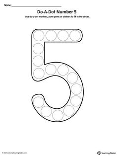 the number five with dots on it is shown in this printable worksheet