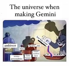 an image of the universe when making germini in english and spanish with other words