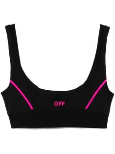 black/pink stretch-design scoop neck sleeveless jacquard logo motif stripe detailing ribbed detailing elasticated underband pull-on style Black Sports Bra With Seamless Construction And Wide Straps, Black Sports Bra With Seamless Construction, Black Sports Bra With Wide Straps, Sporty Black Tops With Wide Straps, Sporty Black Top With Wide Straps, Black Seamless Sports Bra For Streetwear, Sporty Pink Scoop Neck Sports Bra, Black Sporty Crop Top With Scoop Neck, Black Sporty Scoop Neck Crop Top