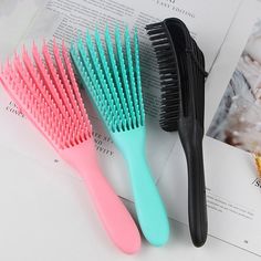 Scalp Massage Comb Hairbrush - Wishbun Afro Hair Brush, Hair Scalp Massage Brush, Afro Curls, Hair Coils, Hair Supplies, Different Hair Types