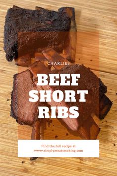 beef short ribs on a cutting board with text overlay