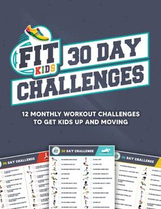 the fit 30 day challenge is shown in front of a blue background with white lettering