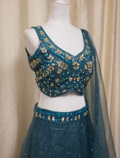 Net Lehenga Choli, Net Lehenga, Lehenga Choli, Teal Green, Lehenga, Ships, Green