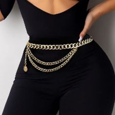 Super Cute Chain Belt Can Fit Plus Size Waist If You Add Links Can Be Worn Over A Body Suit Or Pretty Dress. It's Amazing On Get Your Today!!! Pretty Dress, Modest Fashion Outfits, Body Suit, Modest Fashion, Pretty Dresses, All Black, Belts, Super Cute