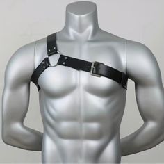 Faux Leather Chest Strap Harness In Black. Please See Measurements In Pic 2. Men Harness, Spy Outfit, Goth Guys, Gothic Men, Leather Suspenders, Suspenders For Women, Lingerie Inspiration