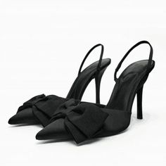 Shoes-Women-Sandals-Black-40-summer-GUOCALI Black Fancy Shoes, Fabric Sandals, Bow High Heels, Party High Heels, Black Stiletto Heels, Zara Heels, Mother Wedding, Mid Heels Pumps, Mother Wedding Dress