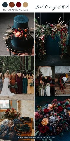 a collage of different wedding colors and details