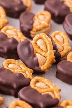 chocolate covered pretzels with peanut butter in the middle