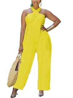 One Piece Halter Soild Color Jumpsuits Newgew Nude Ankle Boots, Bodycon Tops, Colorful Jumpsuit, Pants Loose, Plus Size Jumpsuit, Long Sleeve Bodycon, Blush Color, Long Pants, Tops For Leggings