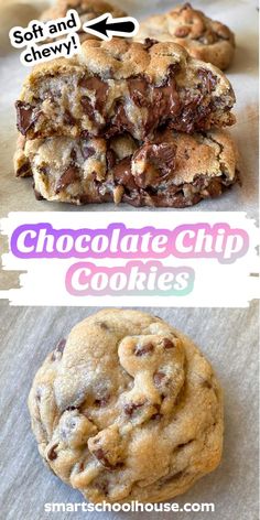 Ultra Thick Chocolate Chip Cookies: Smart School House Thick Chocolate Chip Cookie Recipe, Bakery Style Chocolate Chip Cookies, Bakery Chocolate Chip Cookies, Smart School House, Best Chocolate Chip Cookies Recipe, Best Chocolate Chip Cookies, Best Cookies Ever, Smart School, Best Chocolate Chip