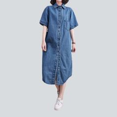 Introducing our 90s-inspired. light wash. long shirt. buttoned closure jeans dress from the 2023 Spring-Summer Collection: the perfect combination of classic and contemporary style!Why You Should Choose These JeansThese jeans are the epitome of fashion-forward trends. crafted to perfection with luxurious details. The intricate pattern on the fabric adds a touch of sophistication. making it the perfect statement piece for both casual and formal occasions.Distinctive Features: Modern Design: An up Clear Weather, Womens Denim Dress, Womens Denim Shirt, Light Jeans, Clothing Casual, Denim Color, Light Blue Denim, Formal Attire, Casual Clothing