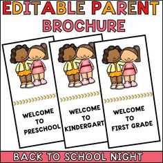 editable parent and child brochure for back to school night with two pictures