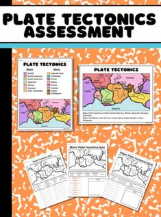 the plate tectonics and their worksheets are shown on an orange background