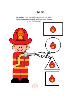 a fireman worksheet for children to learn how to use the letter f