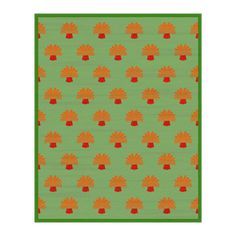 Orange Palm Trees Green Tufted Wool Rug Latex Allergy, Orange Hues, Recycled Canvas, Unique Rug, Lush Greenery, Hand Tufted Rugs, Vibrant Orange, Unique Rugs, Tufted Rug