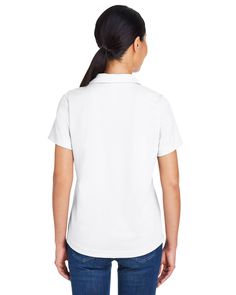 Ladies' Market Snag Protect Mesh Polo - WHITE - S | CORE365 Women's Market Snag Protect Mesh Polo Shirt in White Size Small | Polyester White Collared T-shirt For Work, Fabric Collars, Double Knitting, Burgundy Red, Electric Blue, Fabric Weights, White And Black, Polo Shirt, Mesh