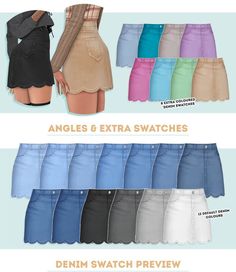 the denim miniskirt is available in multiple colors