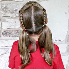 Simple but cute hairstyle - braids and pigtails. . . . . . . . #hairinspiration #hairstylesforgirls #hairstylesforlittlegirls #littlegirlhair #littlegirlhairstyles #littlegirlhairideas #braidstyles #braidsforgirls #braidsforlittlegirls #pigtails First Day Of 7th Grade, Fishtail Hairstyles, Hairstyle Braids, Cool Hairstyles For Girls, Instagram Hairstyles, Cute Hairstyle, Girls Braids, Penteado Cabelo Curto