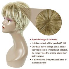 PHOCAS Heat Resistant Short Blonde Wigs for Women, Highlight Layered Pixie Cut Wig with Bangs - Walmart.com Short Hair Cuts Wigs & Extensions, Blond Wig With Bangs, Short Blonde Hair Wigs & Extensions, Short Pixie Wigs, Pixie Cut With Bangs, Blonde With Dark Roots, Short Shag Hairstyles, Blonde Pixie Cuts, Halloween Wigs