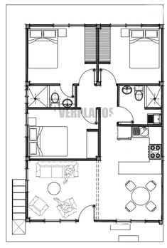 the floor plan for a two bedroom apartment with an attached kitchen and living room area