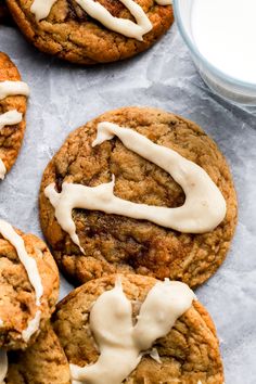 cookies with white icing and chocolate chip cookies