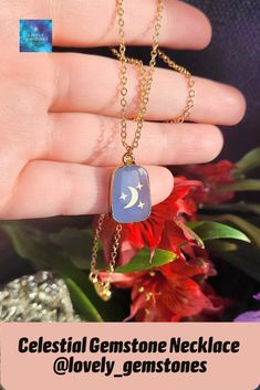 Elevate your style with this enchanting pendant featuring a mesmerizing blue chalcedony gemstone on a dainty gold plated brass chain.
A delicate gold crescent moon and stars gracefully adorn the top of the stone, adding a touch of celestial elegance to this unique piece.
#celestialjewelry #moonnecklace #crescentmoon #celestialgift #gemstonenecklace #goldnecklace #pendantnecklace #chainnecklace #goldchain #moonandstars #galaxynecklace #chalcedonynecklace #giftforgirlfriend #giftforwife Moon And Stars Necklace, Unique Teachers Gift, Galaxy Jewelry, Stars Necklace, Gold Crescent Moon, Celestial Gifts