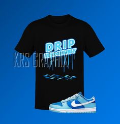 This t-shirt inspired by the KRS Graphix Dunk 'Argon' colorway is everything you've dreamed of and more. It feels soft and lightweight, with the right amount of stretch. It's comfortable and flattering for both men and women. This Jordan inspired design is perfect for sneakerheads everywhere!  * 100% combed and ring-spun cotton (Heather colors contain polyester) * Ash color is 99% combed and ring-spun cotton, 1% polyester * Heather colors are 52% combed and ring-spun cotton, 48% polyester * Athl Blue Graffiti Print Tops For Streetwear, Blue Relaxed Fit T-shirt With Graffiti Print, Blue Graphic Design Shirt For Streetwear, Argon Dunks, Sb Dunks, Shoe Display, Ash Color, We Wear, Sneaker Head