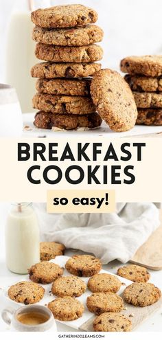 healthy breakfast cookies Gluten Free Breakfast Cookies, Paleo Breakfast Cookies, Virgin Diet, Oatmeal Breakfast Cookies, Breakfast Cookie Recipe, Vegan Breakfast Easy, Breakfast Cookies Healthy, Paleo Cookies, Gluten Free Breakfast