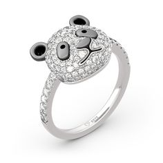 The exclusive design and sparking stones make it an excellent gifting option. Crafted in sterling silver, this ring features small nose, little ears, and mesmerizing look, which will make you fall in love with it. The eye-catching look and ideal combination of colors giving a realistic appearance to this detailed design ring. You can wear this ring every day or on special occasions.Carat Weight: 1.942 ctStone Size: 2.3,1.5,1.3,1.1 mmStone Type: Jeulia® StoneNumber of Stones: 120 Stone Color: Fancy Black, Diamond WhiteStone Shape: RoundWeight: 3.91 gWidth: 12.7 mmHeight: 6.7 mmThickness: 2.2 mmMaterial: 925 SilverPlating Color: Silver, Black Sterling Silver Promise Rings With Pave Setting, Sterling Silver Ring With Pave Setting As A Gift, Sterling Silver Stackable Rings With Brilliant Cut For Gift, Sterling Silver Stackable Rings With Pave Setting, Dazzling Sterling Silver Stackable Rings As Gift, Silver Stackable Rings With Pave Setting As Gift, Big Mens Fashion Casual, Small Nose, Be Calm