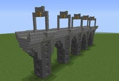 the bridge is made out of bricks and has four pillars on each side, with three lights at the top