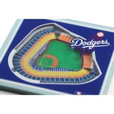 a baseball stadium with the dodgers logo on it's front and center field is shown