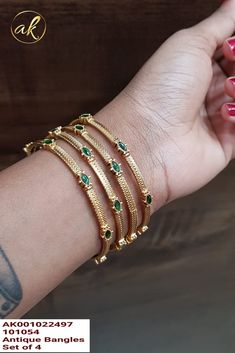 Daily Wear Gold Bangles Indian, Pearl Bridal Jewelry Sets, Simple Gold Bangle, Gold Jewels Design, Antique Necklaces Design, Gold Earrings Models