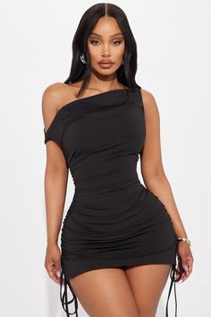 Available In Black And Chocolate. Sleeveless Off Shoulder Ruched Drawstring Detail Small Side Slits Stretch Length = 33" 80% Polyester 20% Spandex Imported | Amelia Ruched Mini Dress in Black size 3X by Fashion Nova Fashion Nova Outfits Summer, Curvy Casual Outfits, Ipanema Beach, Hat Jewelry, Drawstring Detail, Fasion Outfits, Fashion Nova Outfits, Ruched Mini Dress, Mini Dress Fashion