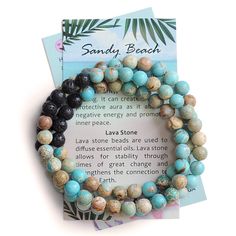 PRICES MAY VARY. "Sandy Beach” Aroma Wrap Bracelet (Aqua Terra Jasper and Lava Stones): Simply add a few drops of your favorite essential oil (not included) to the porous Lava stones, let dry, refresh every 1-3 days. Surprise your loved ones with this fine piece of gift-ready aroma jewelry – handmade in the USA! USA Handmade: All our diffuser bracelets (wrap bracelets) are handmade in the USA with love! As a small women owned and led business we love to lift other women up! We exclusively use th Stone Diffuser, Essential Oil Bracelet, Bracelet Chakra, Aromatherapy Bracelet, Lava Stone Bracelet, Oil Diffuser Bracelet, Gemstone Properties, Aqua Terra, Diffuser Bracelets