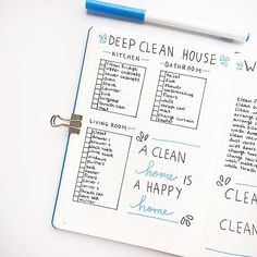 a notepad with the words deep clean house written on it