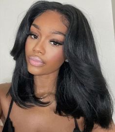 Wavy Long Bob Black Women, Layered Long Bob Black Women, Short Straight Wigs For Black Women, Classy Weave Hairstyles, Lob Wig Black Women, Black Women Mid Length Hairstyles, Black Women Shoulder Length Hair, Long Layered Bob Hairstyles Black Women, Long Bob With Middle Part