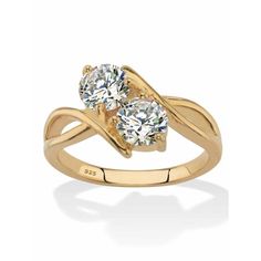 two stone ring in yellow gold