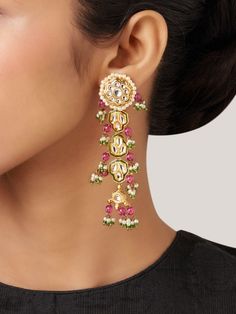 Buy Pink Green Handcrafted Metal Earrings | DGED23088/DST17MAR