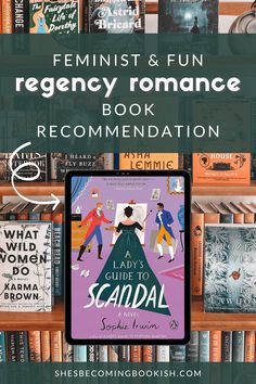 a book shelf with books on it and the title feminist & fun regency romance recomination