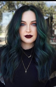 Dark Green Hair Shadow Root, Dark Green Hair Balayage, Green Hair Color Ideas For Brunettes, Enchanted Forest Hair Color, Emerald Money Piece Hair, Emerald Green Highlights In Black Hair, Dark Green Color Block Hair, Dark Green Balayage Hair, Emerald Green Hair Dye