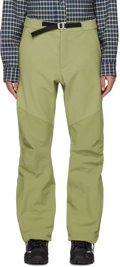 Stretch cotton-blend twill and stretch nylon ripstop trousers. · Paneled construction · Integrated cinch belt at waistband · Four-pocket styling · Zip-fly · Darts at knees · Bungee-style drawstring at cuffs · Zip vent with press-stud tab at cuffs · Zip pocket and logo bonded at outseam · Bonded fleece lining Supplier color: Olive Cinch Belt, Green Cargo Pants, Leather Pants Women, Green Leather, Stretch Cotton, Cargo Pants, Apparel Accessories, Mens Pants, Leather Pants