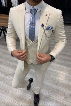 Cream Wedding Suit Mens Wedding Suits, Terno Slim, Cream Suit, Suit Man, Pants Gift, White Suit, Groom Wear, Jacket Vest, Slim Fit Suit