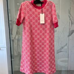 Authentic, Brand New With Tags Gucci Pink Knit Dress. Size Small In Women's, Stretchy And Comfortable! Gucci Sweater Dress, Gucci Womens Dress, Cucci Dresses, Pink Knit Dress, Gucci Dresses, Gucci Pink, Pink Knit, Pink Dress, Knit Dress