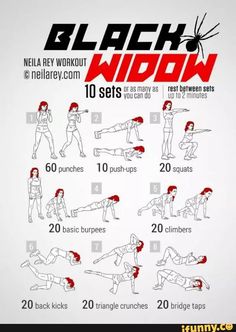 a poster showing how to do the black widow workout