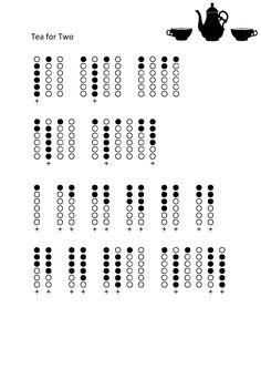 the tea for two worksheet is shown in black and white, with circles around it