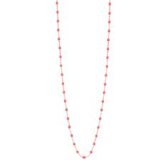 Gigi Clozeau - Classic Gigi Pink sautoir, Yellow Gold, 23.6 Elegant Pink Chain Necklace With Delicate Chain, Elegant Pink Cable Chain Jewelry, Elegant Pink Jewelry With Cable Chain, Luxury Pink Necklace For Gift, Luxury Long Yellow Gold Beaded Necklace, Pink Delicate Round Necklace, Long Yellow Gold Jewelry With Beaded Chain, Pink Dainty Necklace With Beaded Chain, Feminine Yellow Gold Necklace With Adjustable Chain