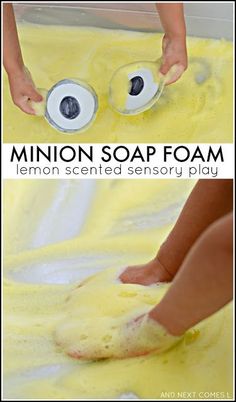 someone is making a lemon soap foam play